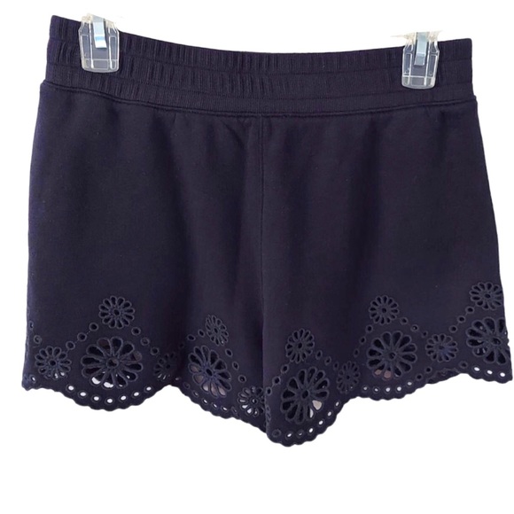 Splendid Scalloped Hem Eyelet Shorts French Terry Blue Brynn Pull On Size XS - Picture 3 of 7
